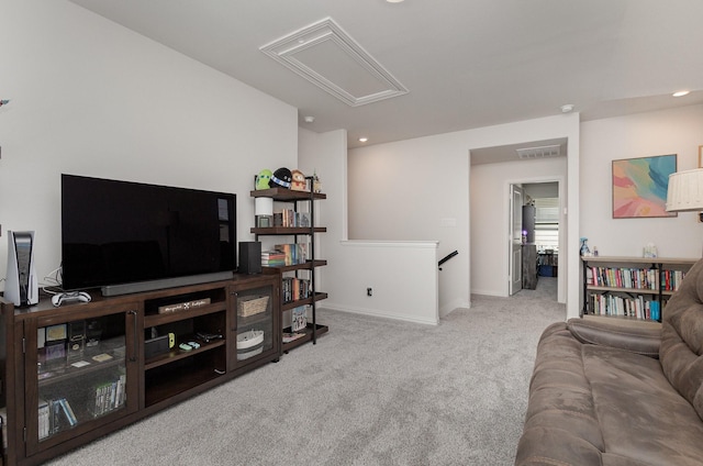 living room with light carpet