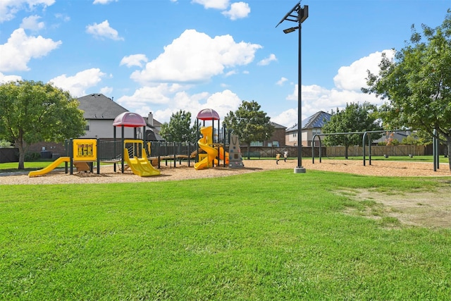 view of play area featuring a yard