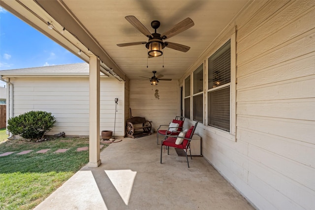 view of patio with a ceiling fan