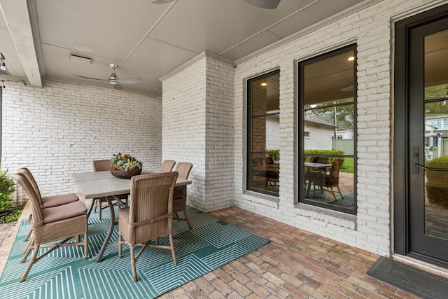 view of patio / terrace with ceiling fan