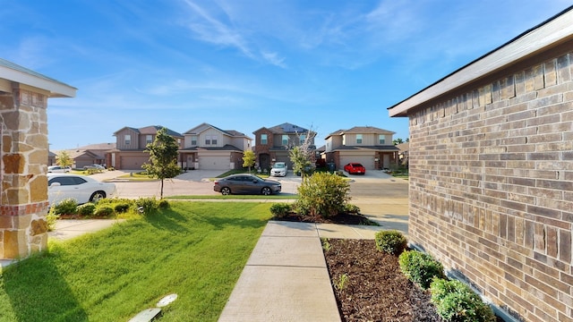 view of yard featuring a garage