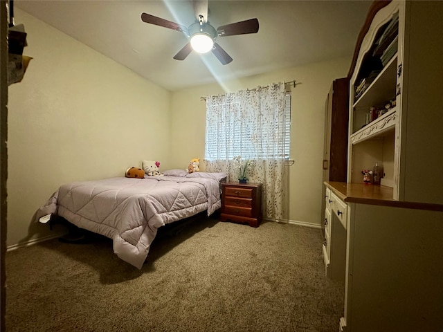 bedroom with carpet flooring and ceiling fan