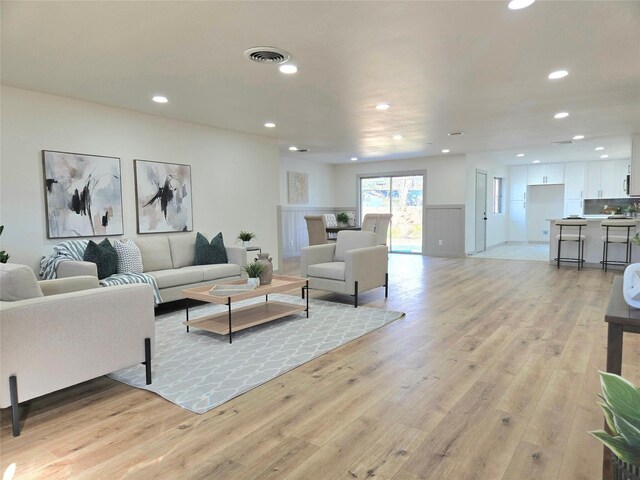 living room with light wood-type flooring