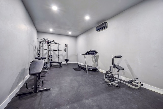 exercise area with a wall mounted AC