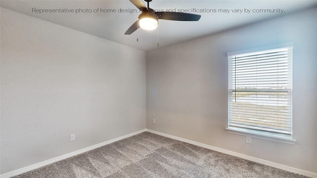 empty room with carpet and ceiling fan