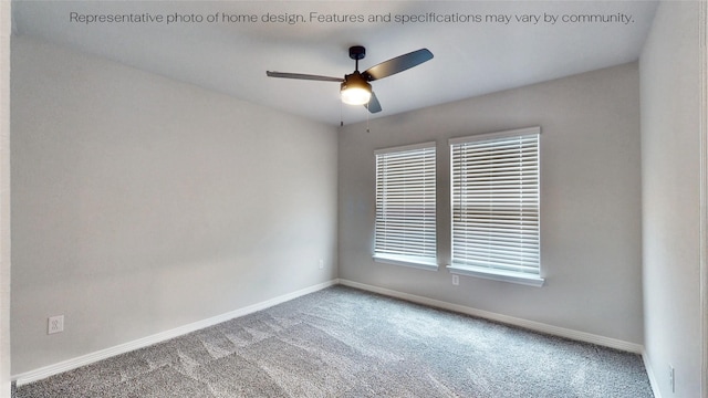 carpeted empty room featuring plenty of natural light and ceiling fan