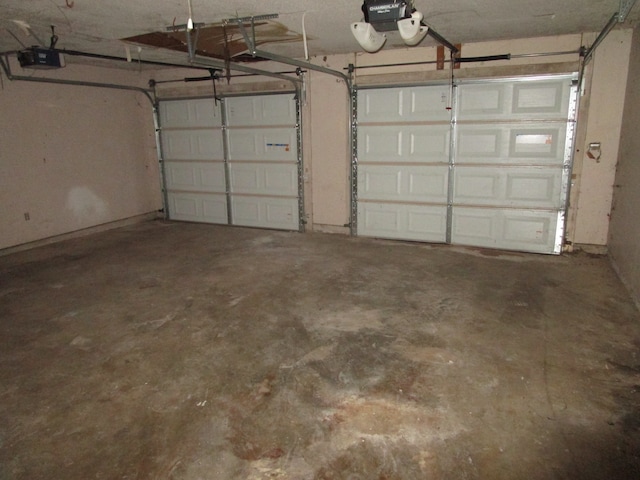 garage with a garage door opener