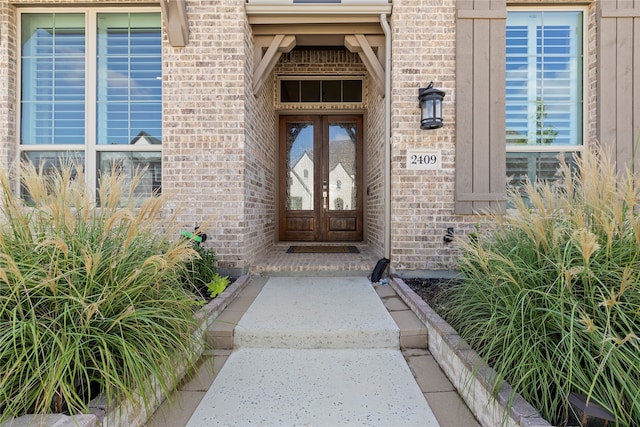 property entrance with french doors