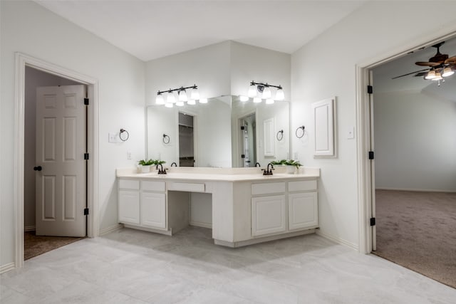 bathroom with vanity and ceiling fan