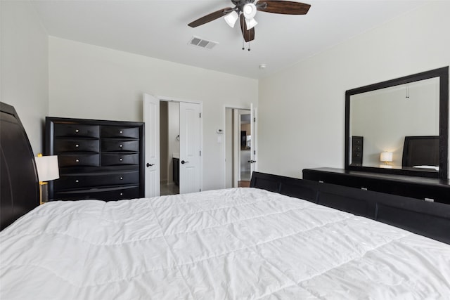 bedroom featuring ceiling fan