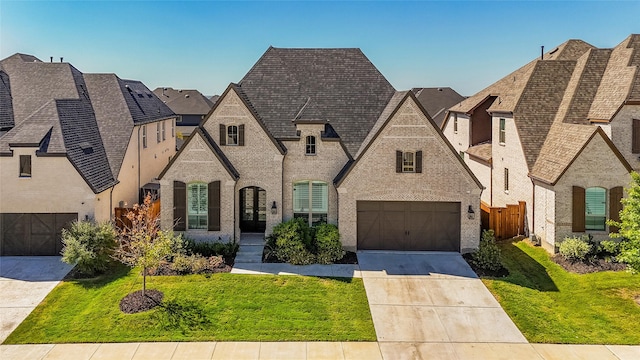 view of front facade featuring a garage and a front yard