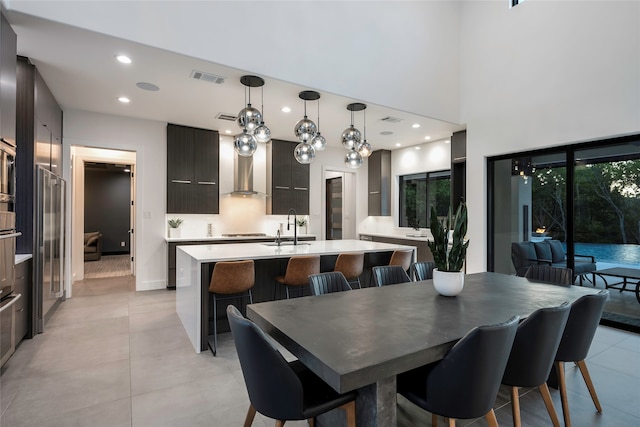 dining room featuring sink