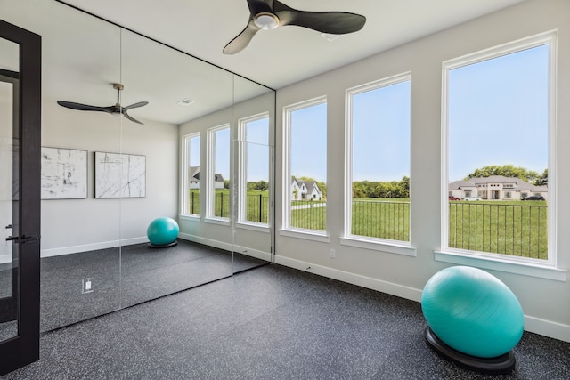 1644 Aster Way, Celina, TX 75009 - exercise area featuring ceiling fan and baseboards