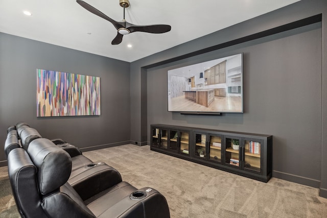 1644 Aster Way, Celina, TX 75009 - cinema featuring carpet, ceiling fan, baseboards, and recessed lighting