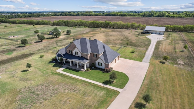 aerial view featuring a rural view