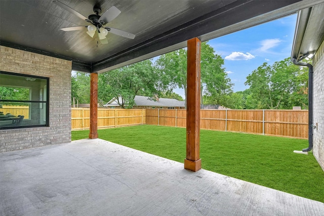 view of patio / terrace with ceiling fan