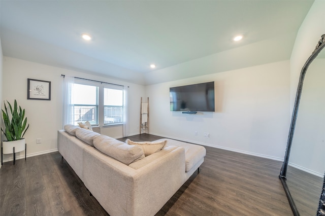 living room featuring dark hardwood / wood-style flooring