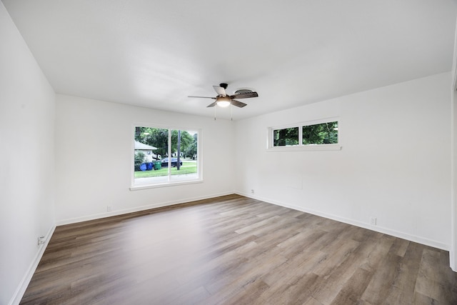 spare room featuring light hardwood / wood-style floors and ceiling fan