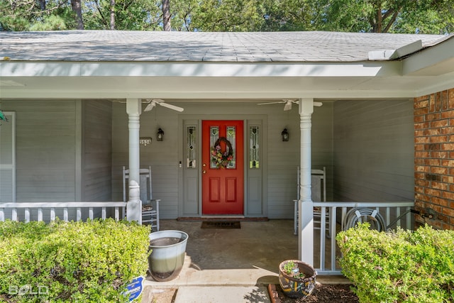 view of exterior entry featuring a porch