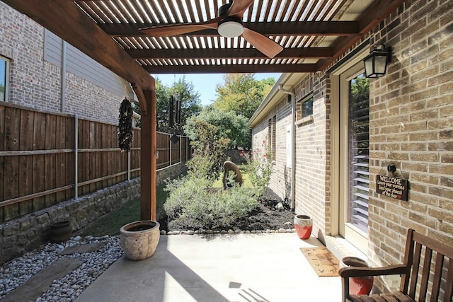 view of patio with ceiling fan