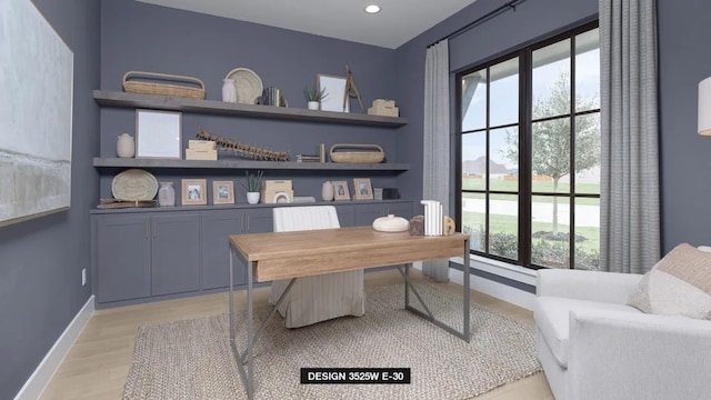 office area featuring light wood-type flooring