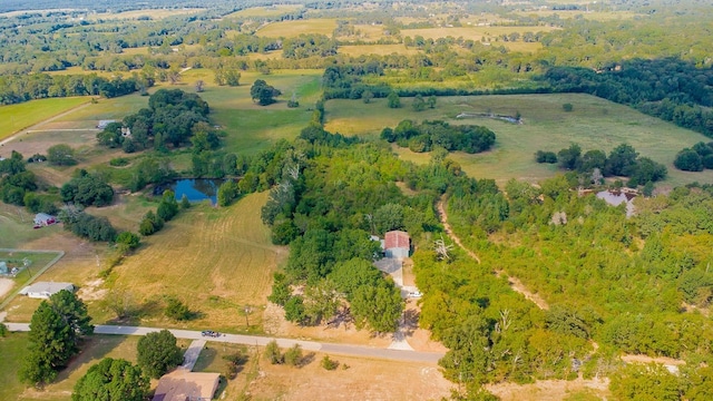 aerial view featuring a water view and a rural view