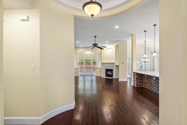 hallway featuring dark hardwood / wood-style flooring