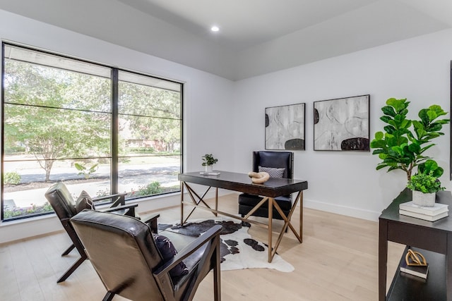 office space featuring light hardwood / wood-style floors