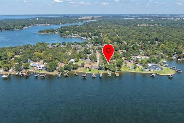 107 Briarwood Dr, Mabank, TX 75156 - drone / aerial view featuring a water view and a wooded view