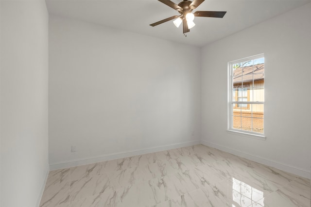 unfurnished room with ceiling fan