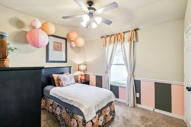 bedroom with carpet flooring and ceiling fan