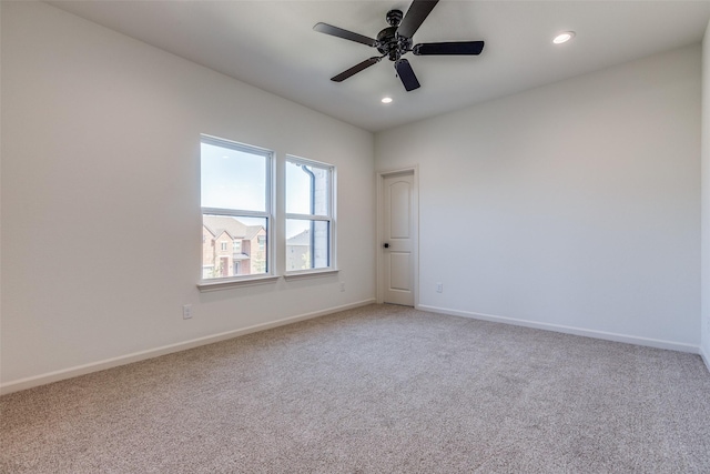 1120 Stonebridge Pass, Gunter, TX 75058 - empty room featuring light colored carpet, recessed lighting, baseboards, and a ceiling fan