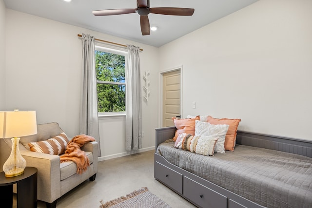 bedroom featuring ceiling fan