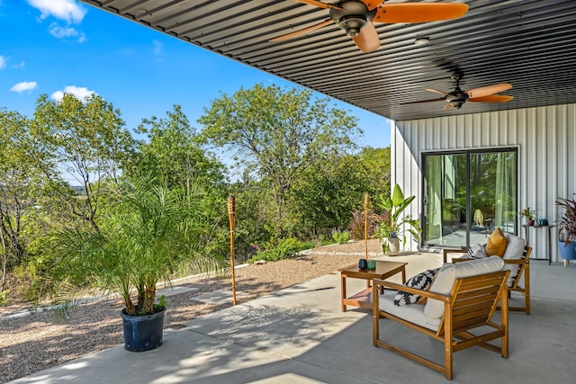 view of patio with ceiling fan