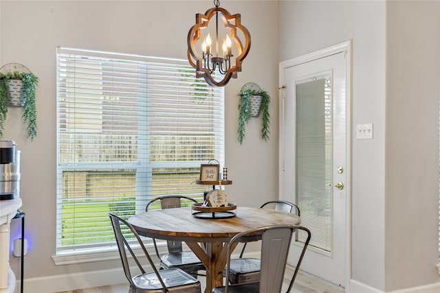 dining area with a chandelier