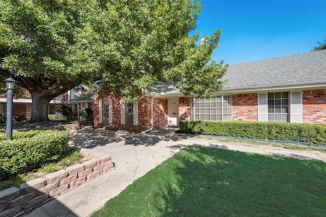 view of front of home featuring a front lawn