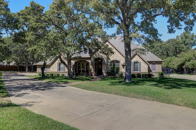 view of front of home with a front yard