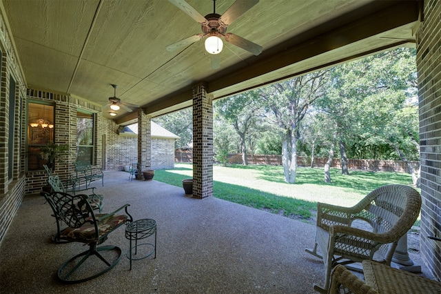 view of patio / terrace with ceiling fan