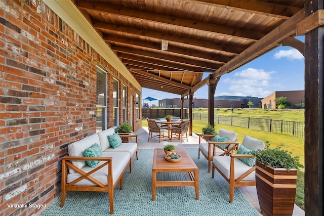 view of patio featuring an outdoor living space