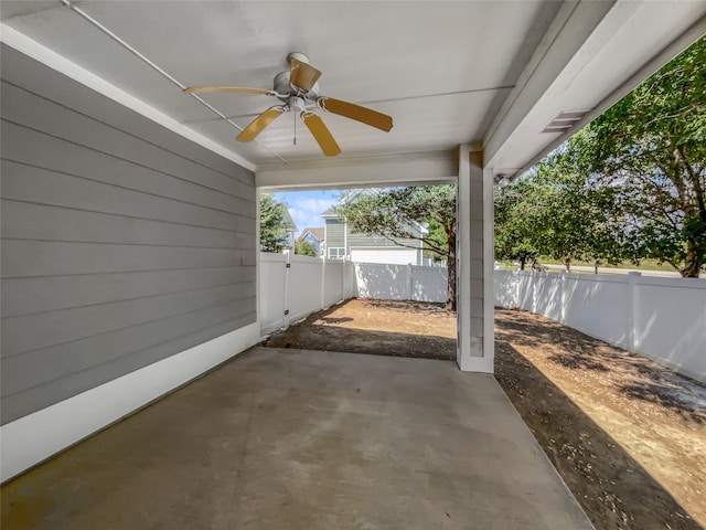 view of patio with ceiling fan