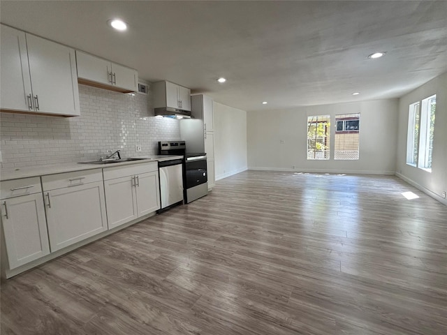1526 Daniel Dr, Arlington, TX 76010 - kitchen with stainless steel appliances, a sink, healthy amount of natural light, under cabinet range hood, and recessed lighting