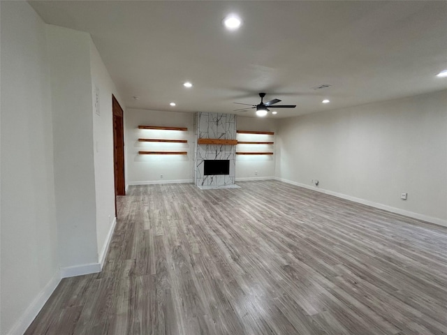 1526 Daniel Dr, Arlington, TX 76010 - unfurnished living room featuring ceiling fan, wood finished floors, recessed lighting, and baseboards