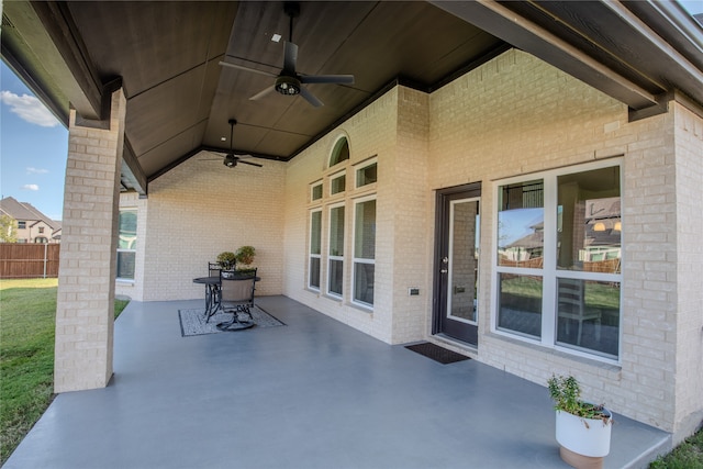 view of patio with ceiling fan