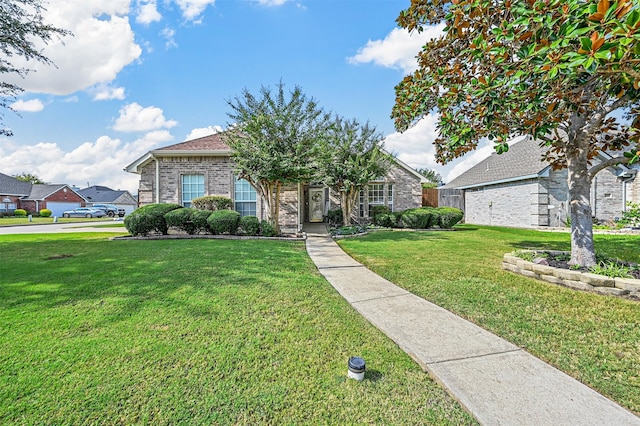 view of front of property with a front lawn