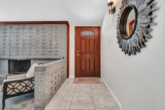 interior space featuring light tile patterned flooring