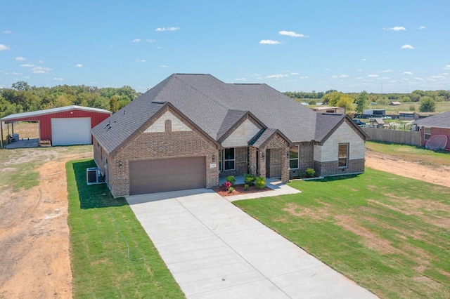 view of front of home with a front lawn