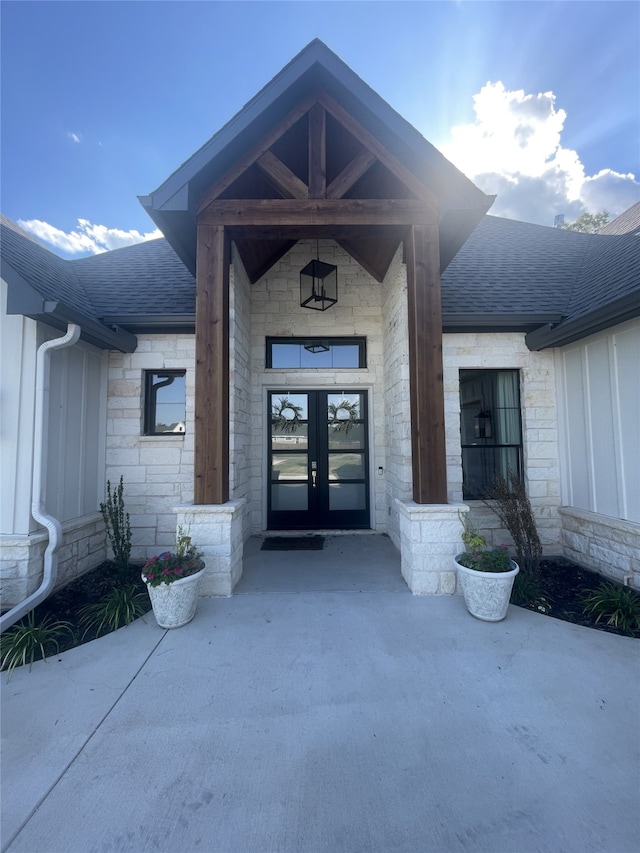 doorway to property with french doors