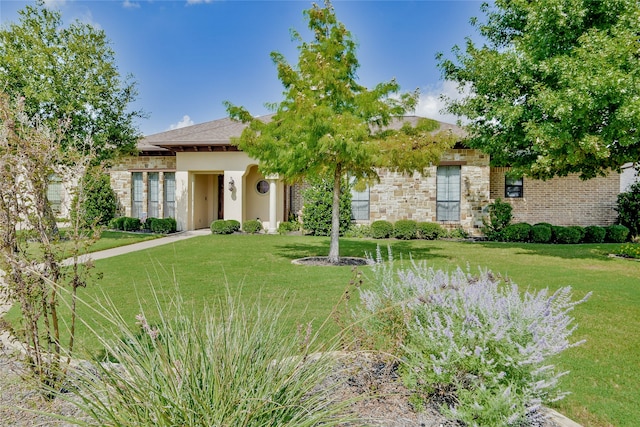 view of front of property with a front lawn