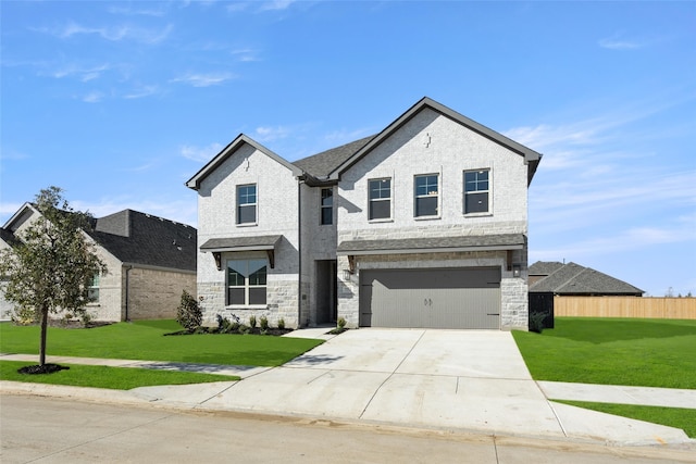 7513 Wild Mint Trl, Midlothian, TX 76084 - view of front facade with stone siding, concrete driveway, and a garage