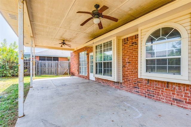 view of patio with ceiling fan